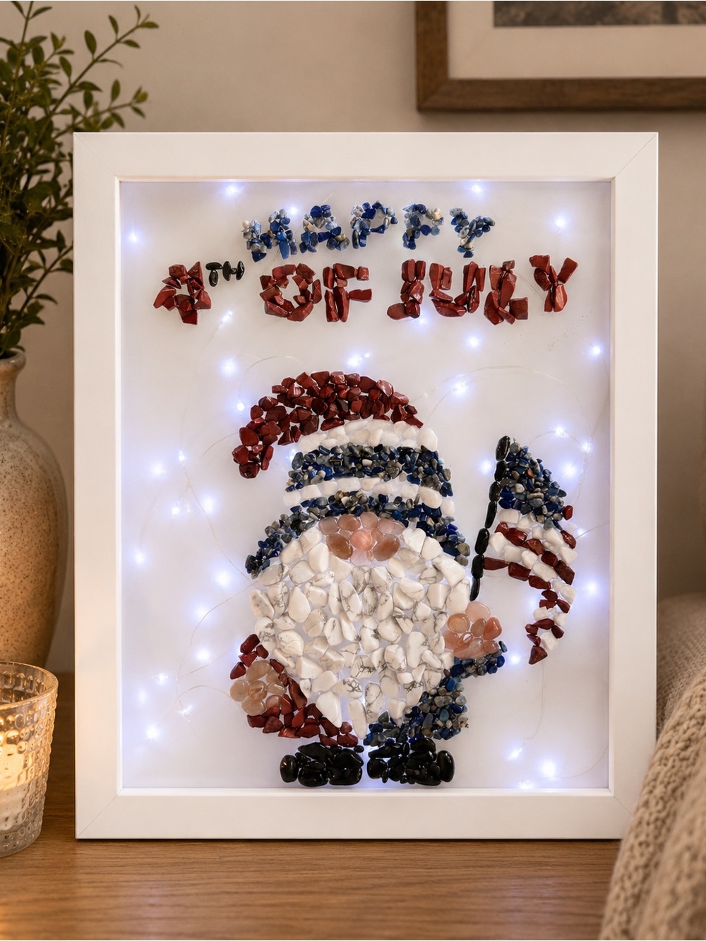 4th of July Gnome Crystal Chips Light Box